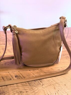 NWT Hobo Leather Crossbody Bag with Tassel - Cognac